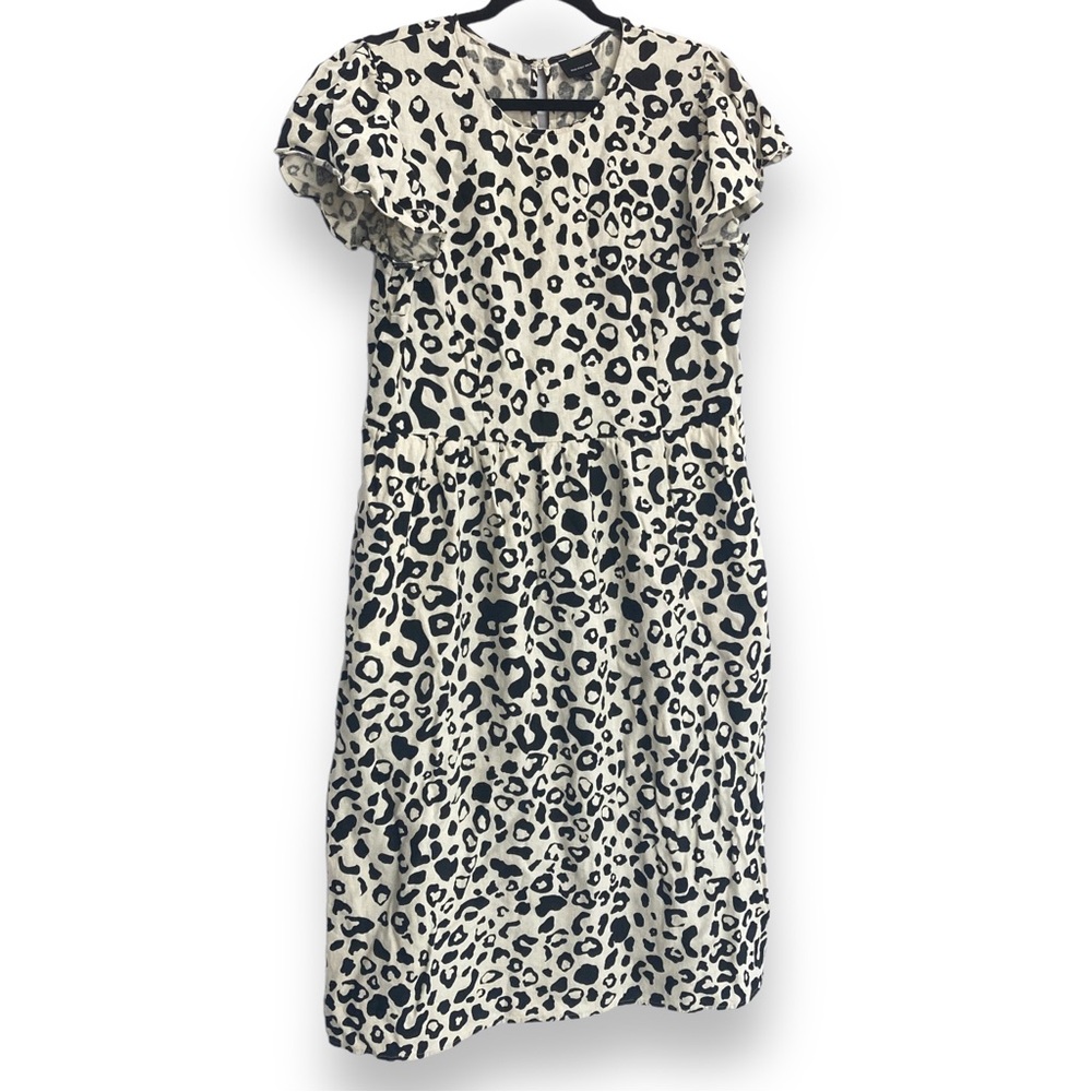 Who What Wear Maxi Dress Pockets Linen Blend White Dalmatian Print Large